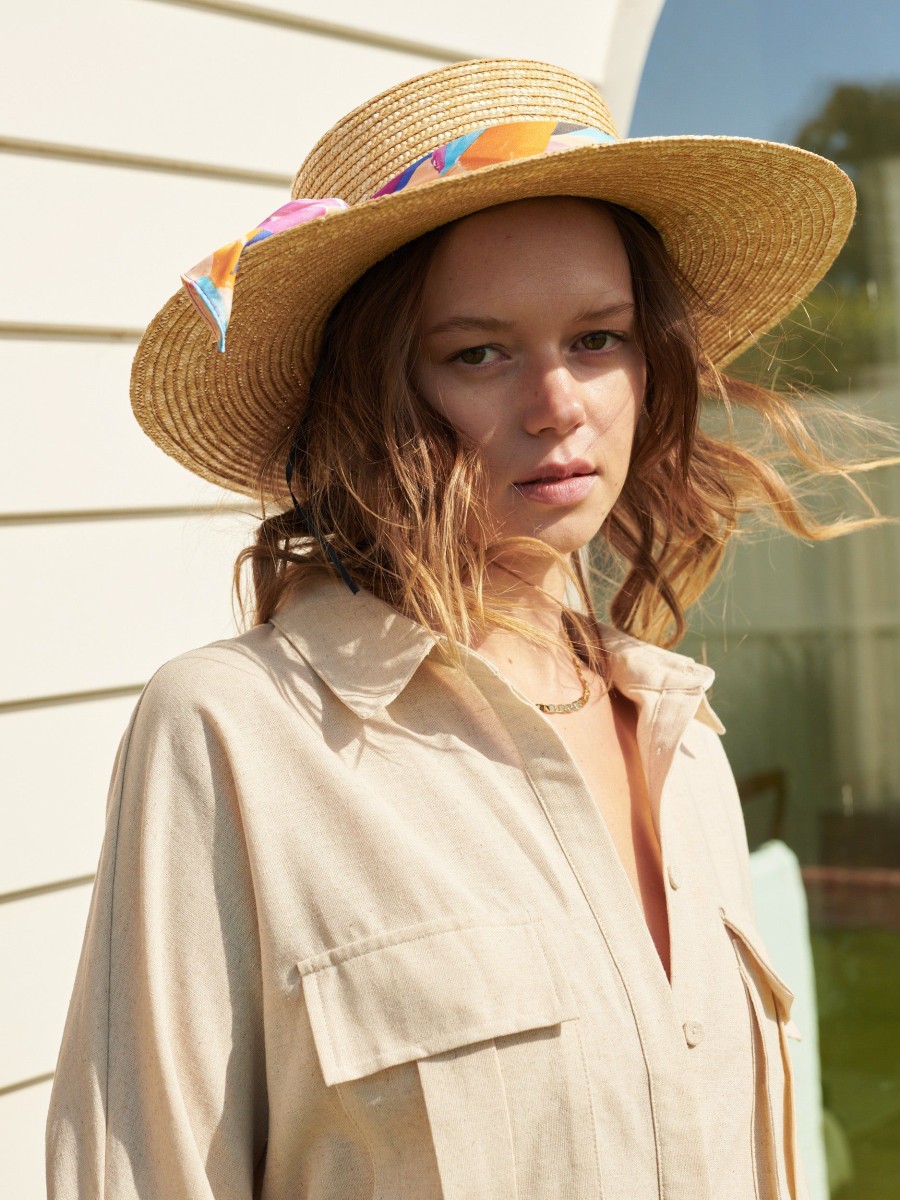 Headwear Angels Whisper | Black Ribbon Trim Straw Boater Hat