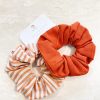 Hair Accessories Angels Whisper | Balencia Orange Linen Scrunchie Pack