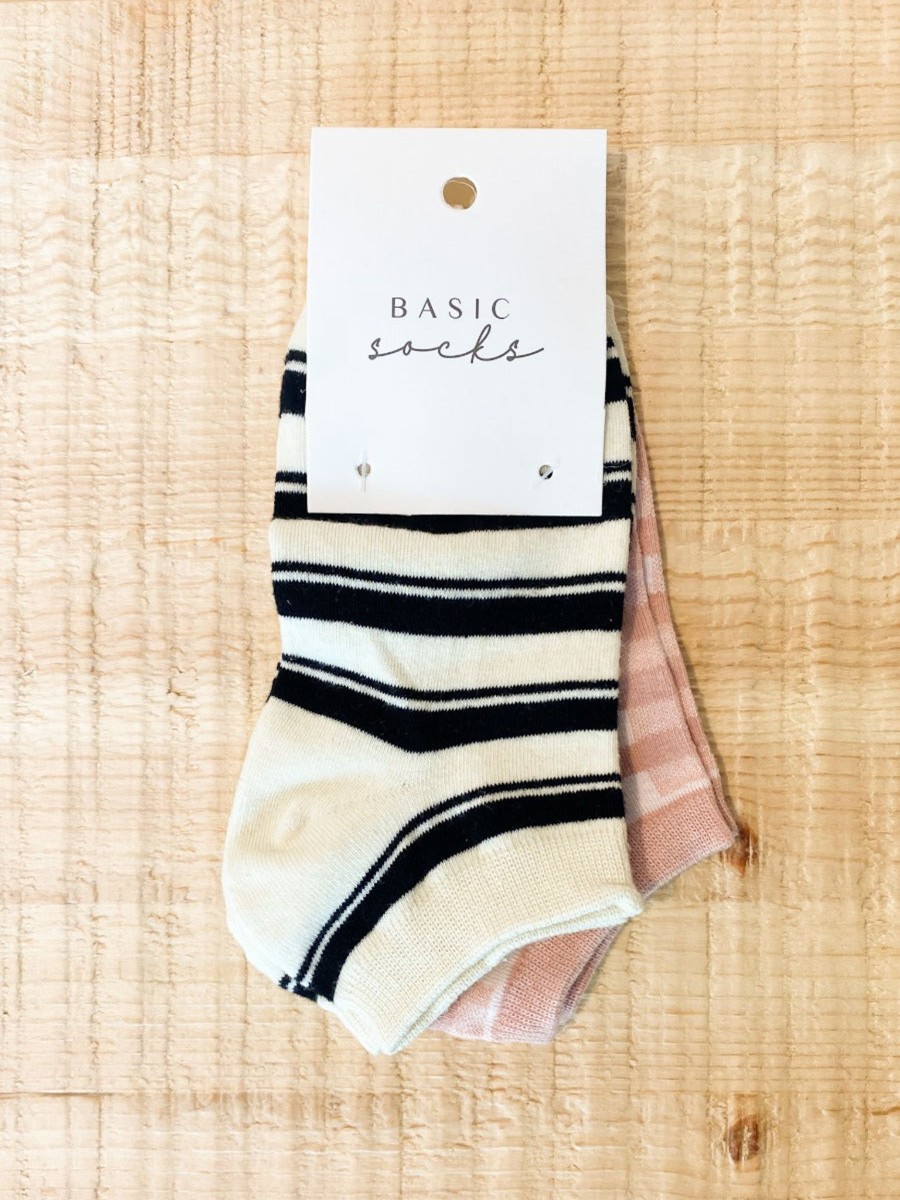 Other Angels Whisper | Check & Stripe Ankle Socks 2 Pack