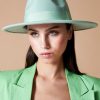 Headwear Angels Whisper | Lia Boho Fedora Felt Hat In Green