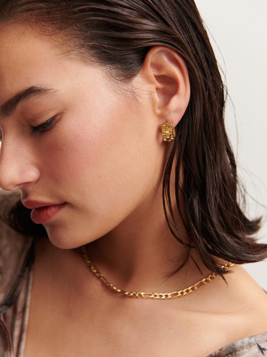 Jewellery Angels Whisper | Ripple Gold Plated Earrings