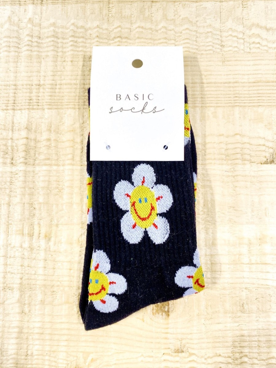 Other Angels Whisper | Smiley Flower Cotton Crew Socks