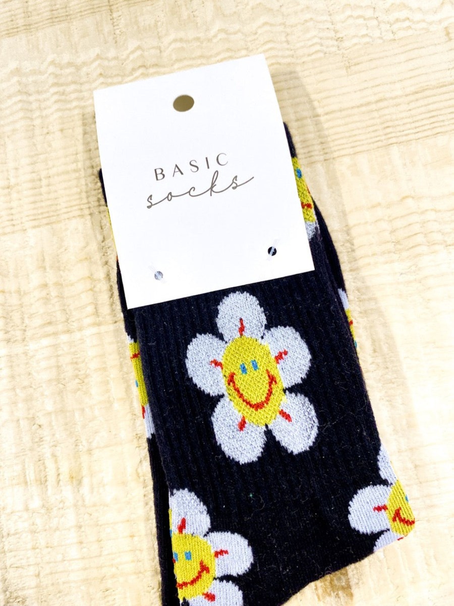 Other Angels Whisper | Smiley Flower Cotton Crew Socks