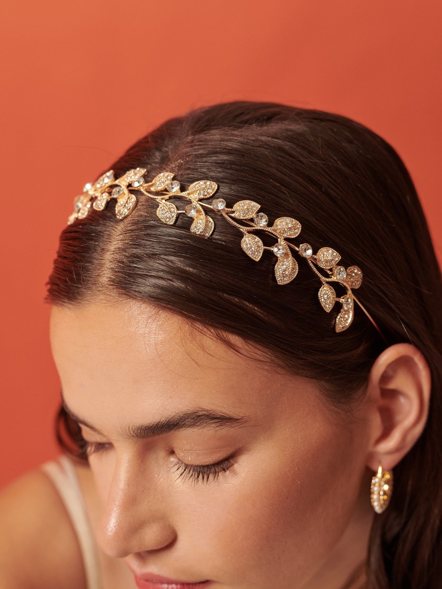 Hair Accessories Angels Whisper | Fairy Leaf Crystal Statement Headband