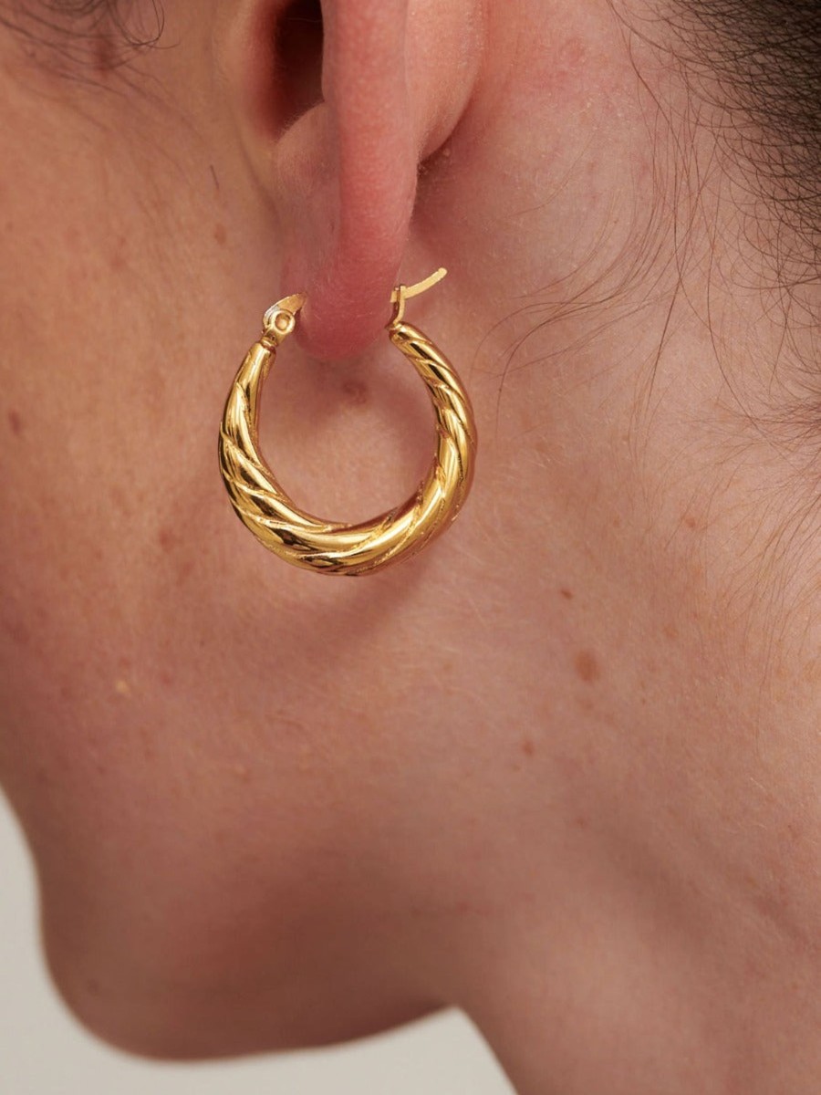 Jewellery Angels Whisper | Spiral Swirl Hoops Gold Plated Earrings