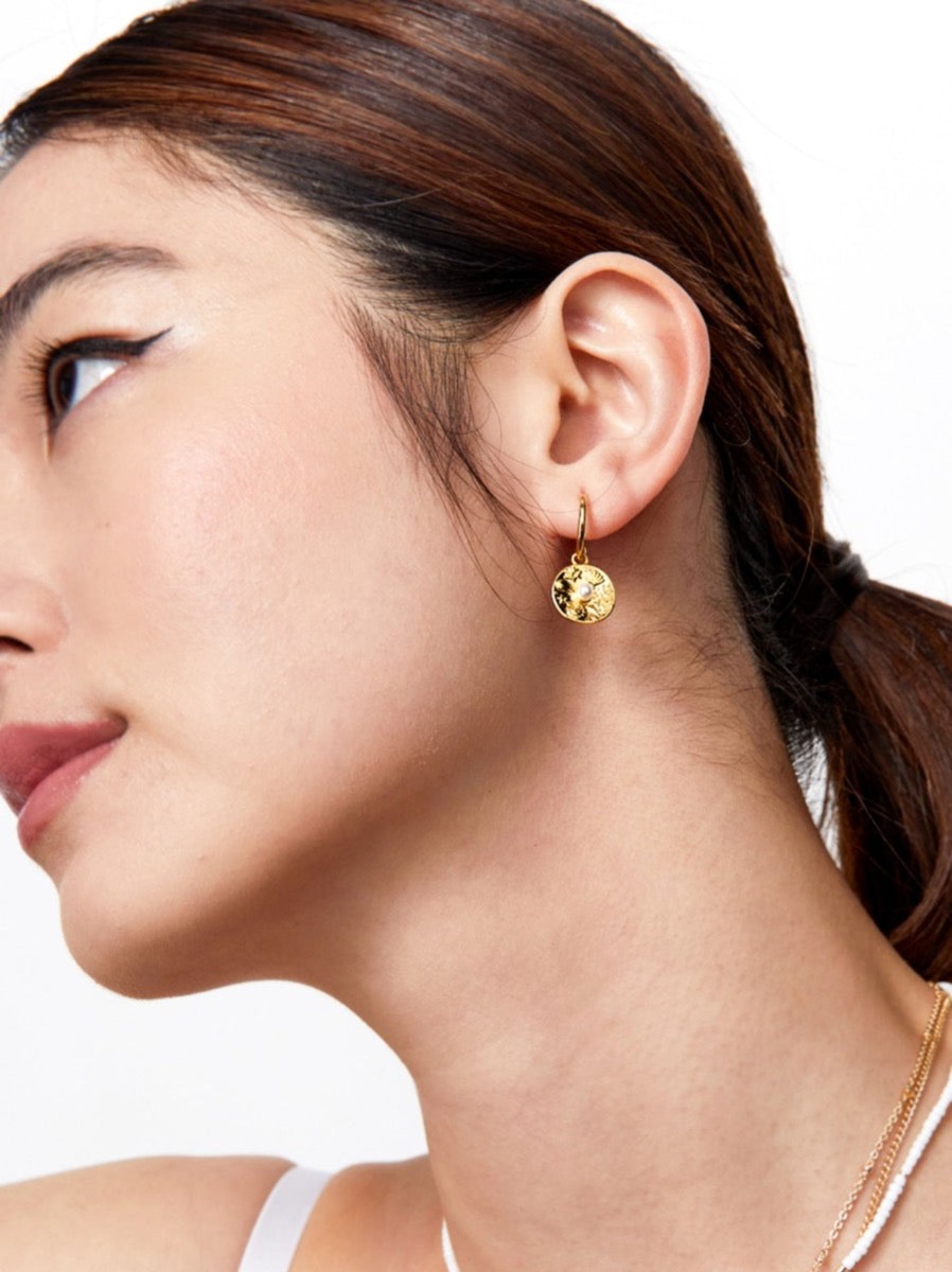 Jewellery Angels Whisper | Millia Gold Plated Coin Earring