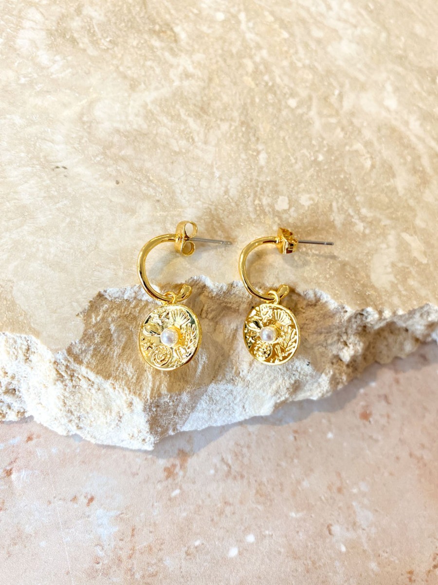 Jewellery Angels Whisper | Millia Gold Plated Coin Earring