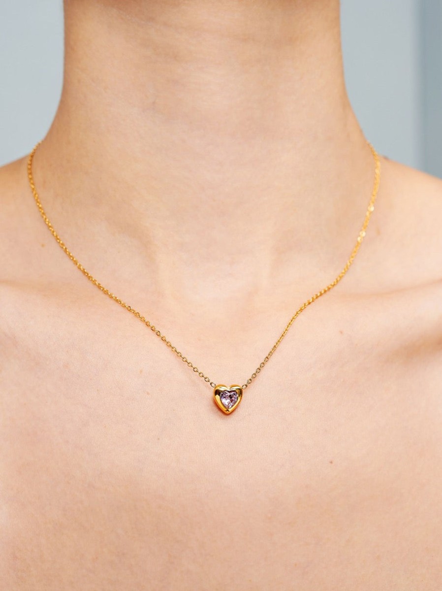 Jewellery Angels Whisper | Jewel Heart 18K Gold Plated Necklace