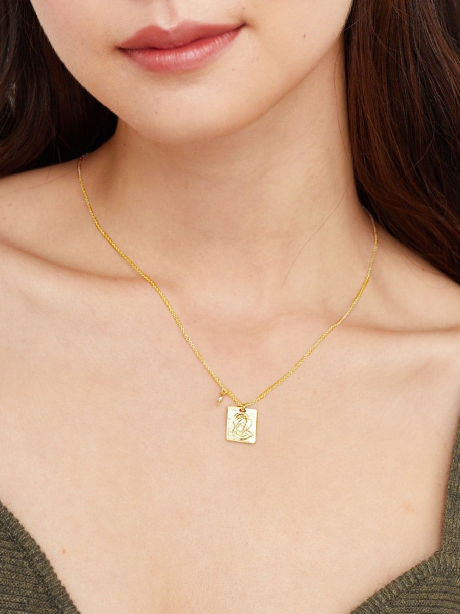 Jewellery Angels Whisper | Theta Gold Plated Charm Necklace