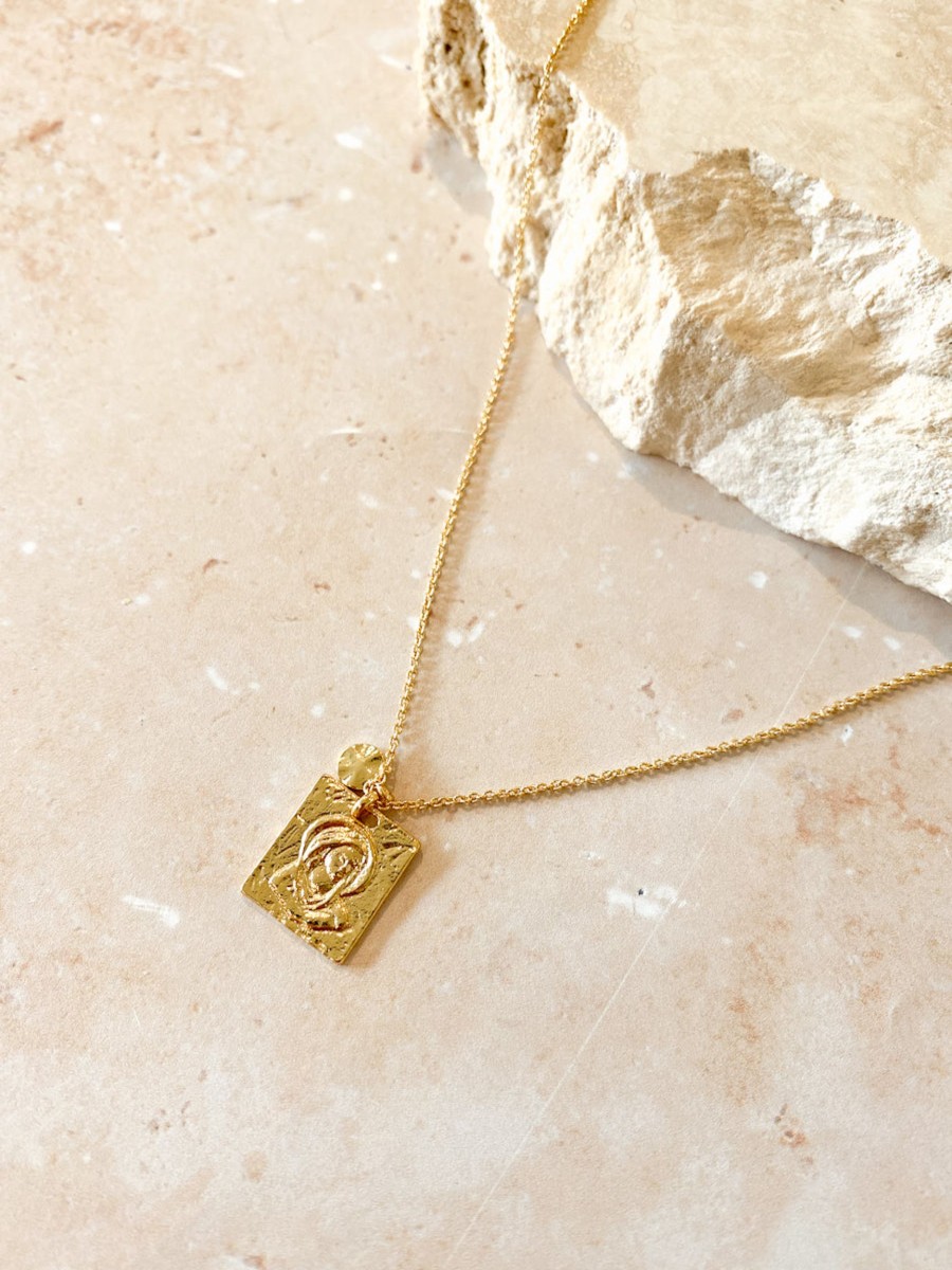 Jewellery Angels Whisper | Theta Gold Plated Charm Necklace