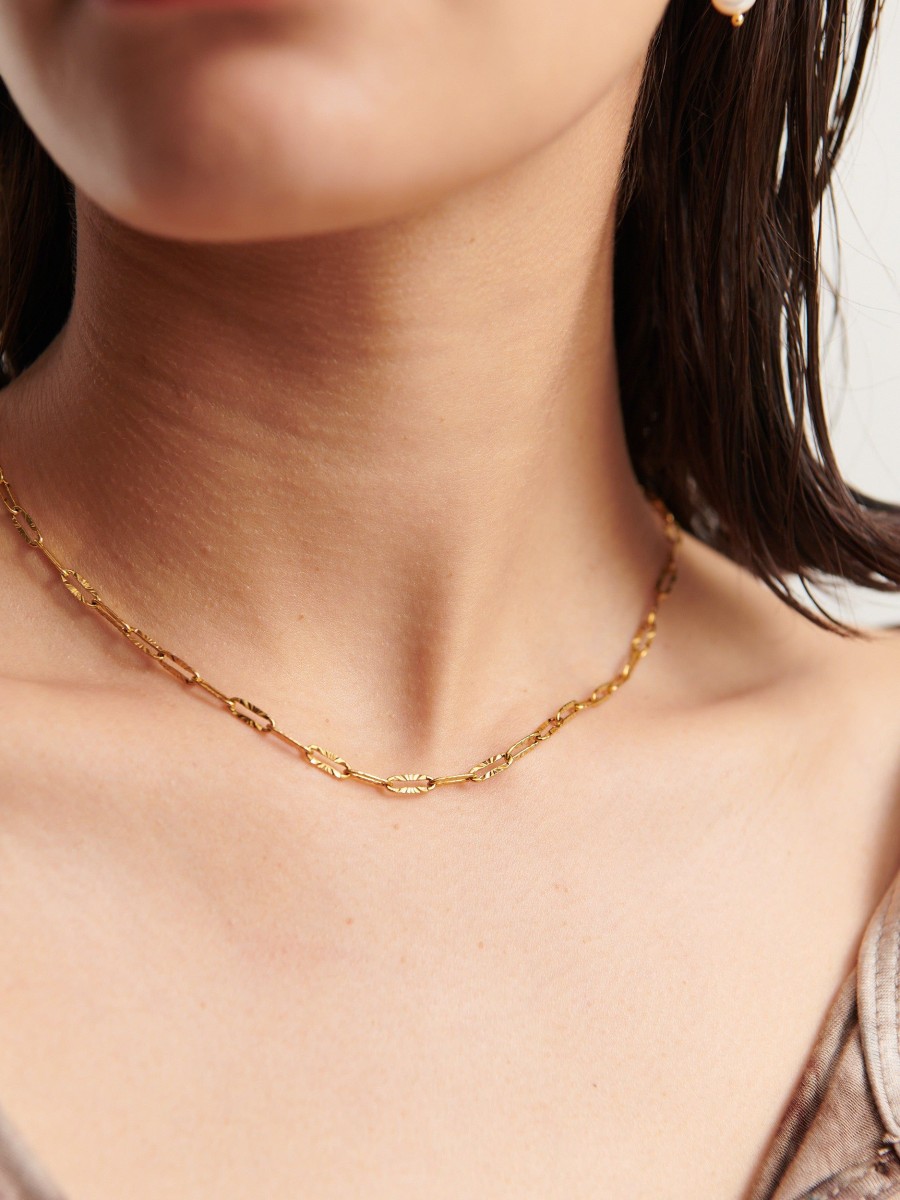 Jewellery Angels Whisper | Riveria Textured 18K Gold Plated Necklace