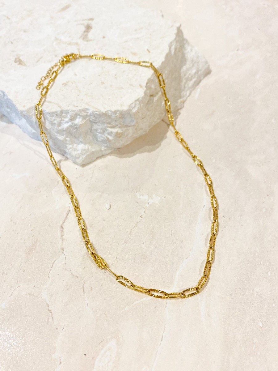 Jewellery Angels Whisper | Riveria Textured 18K Gold Plated Necklace