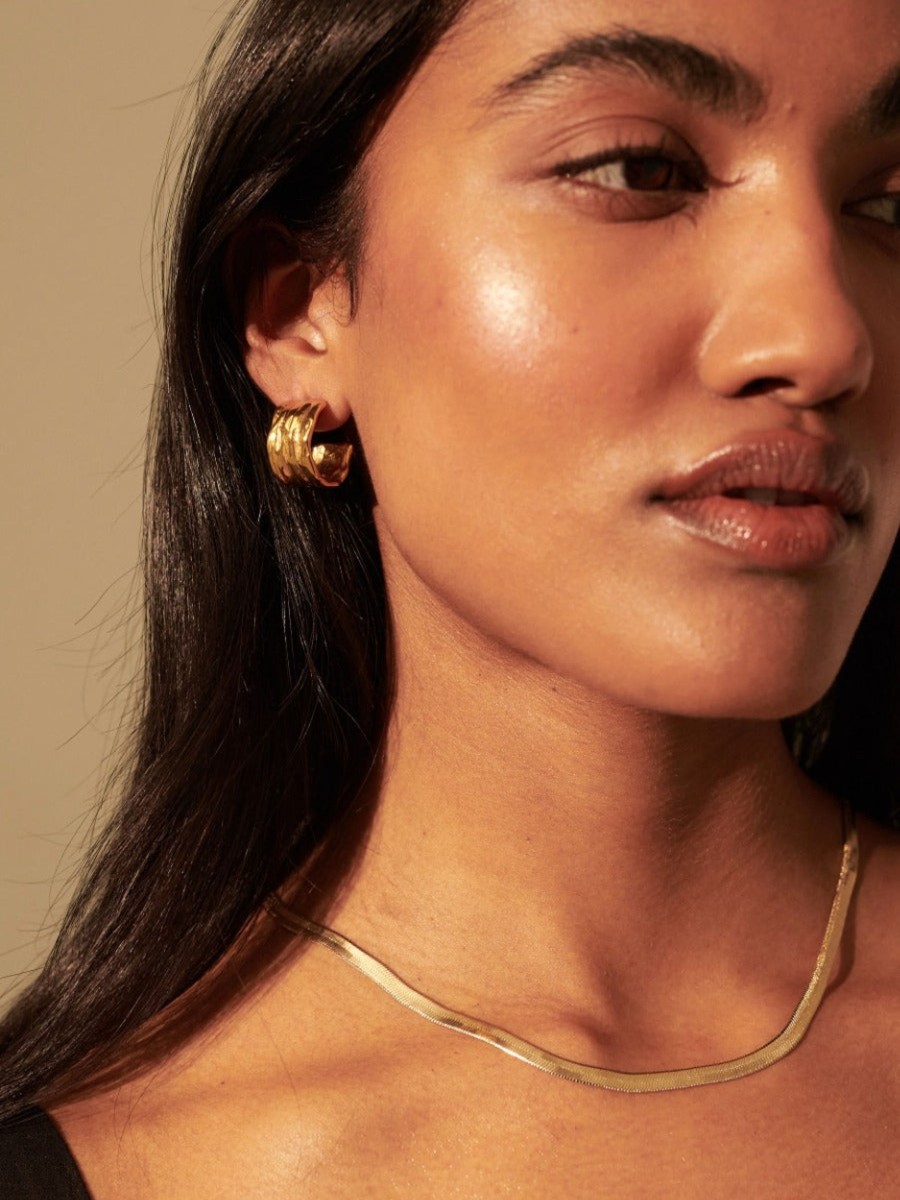 Jewellery Angels Whisper | Sculpted Hoop Gold Plated Earrings