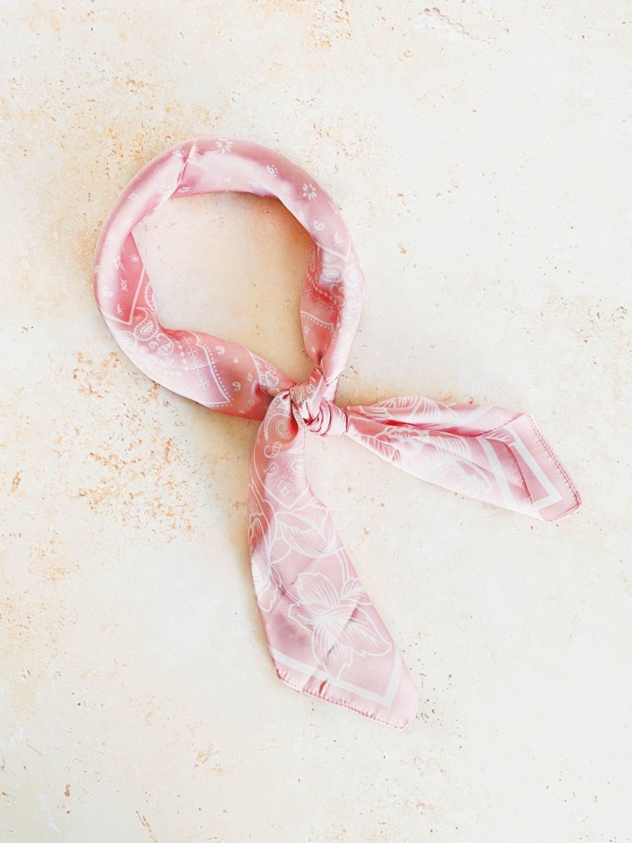 Scarves Angels Whisper | Floral Print Bandana Scarf Pink