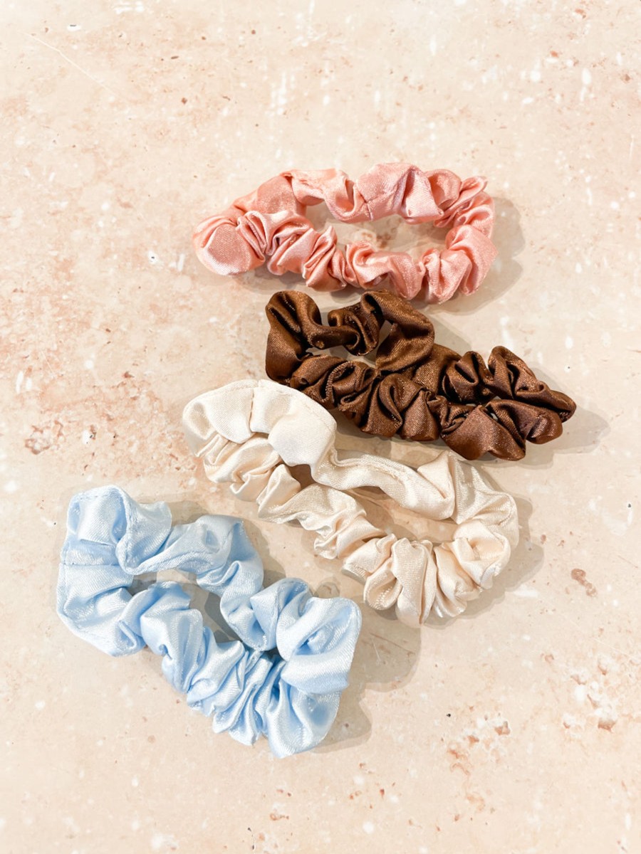 Hair Accessories Angels Whisper | Pastel Satin Slim Scrunchie Pack