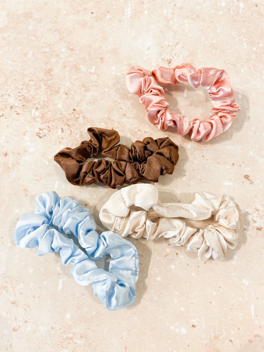 Hair Accessories Angels Whisper | Pastel Satin Slim Scrunchie Pack