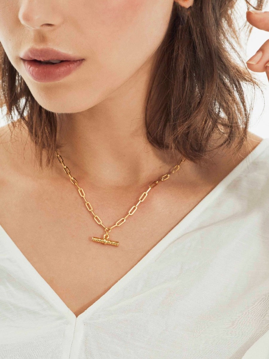 Jewellery Angels Whisper | T-Bar Charm Dainty Necklace Gold