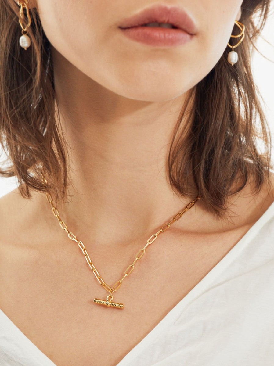 Jewellery Angels Whisper | T-Bar Charm Dainty Necklace Gold