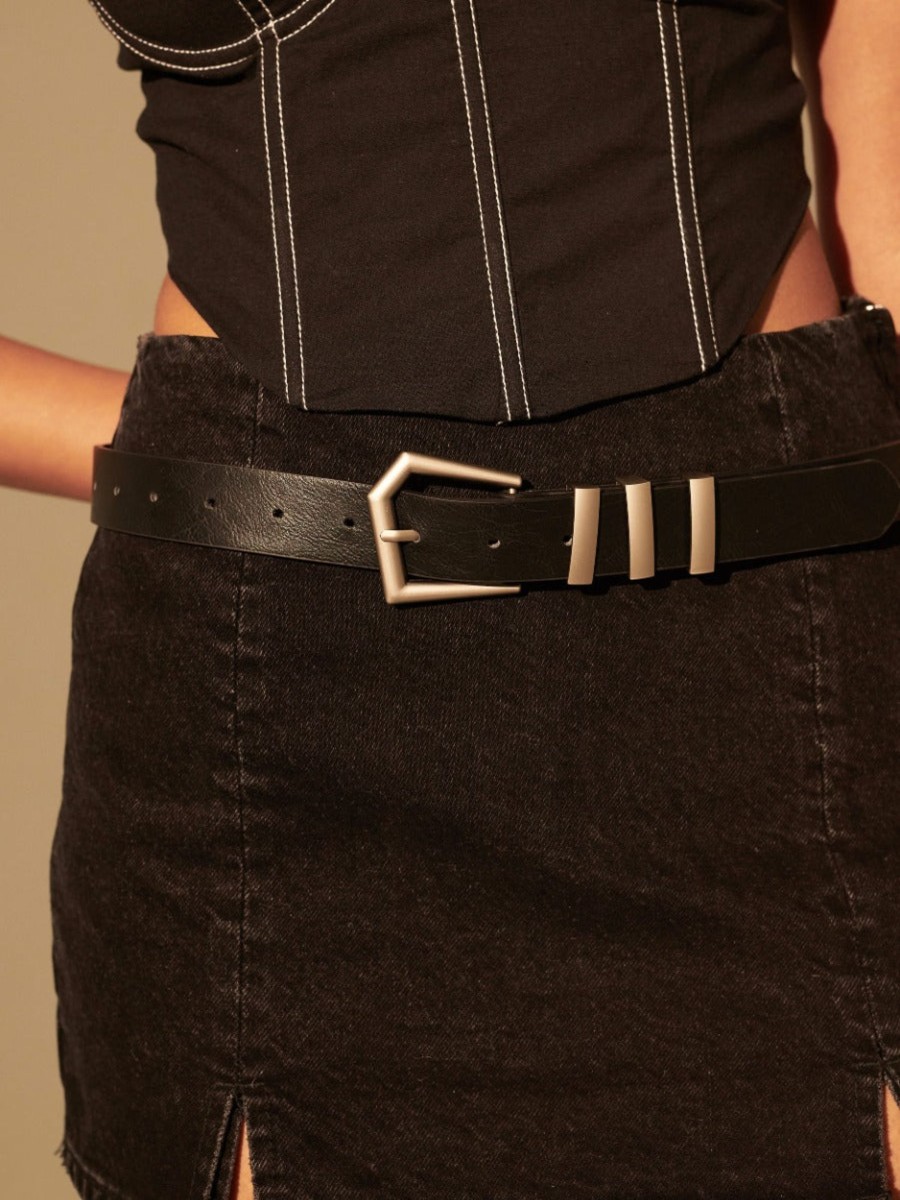 Other Angels Whisper | Silver Bar Trio Buckle Belt