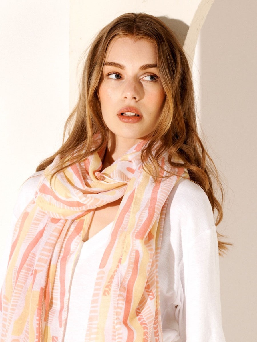 Scarves Angels Whisper | Striped Print Lightweight Scarf