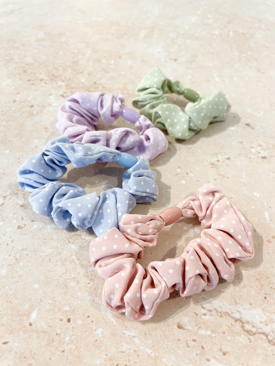 Hair Accessories Angels Whisper | Pastel Polka Slim Scrunchies Pack