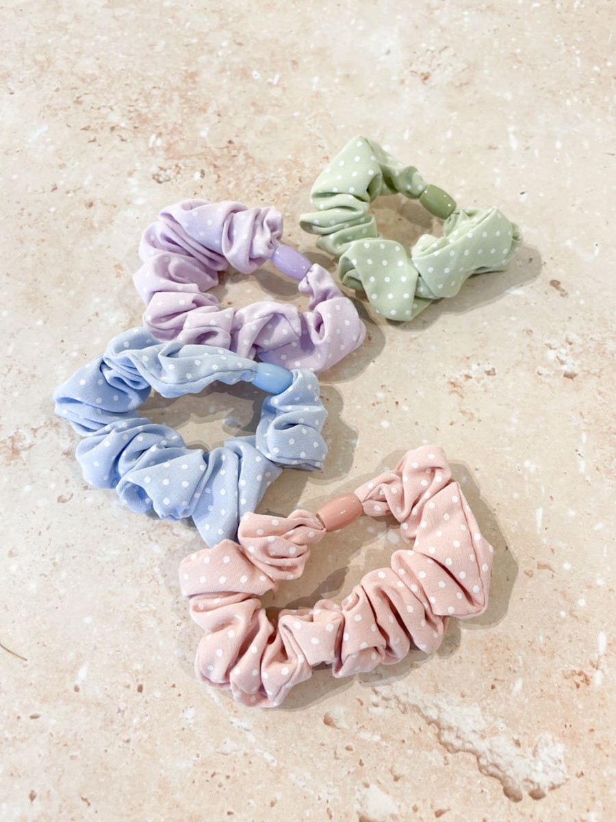 Hair Accessories Angels Whisper | Pastel Polka Slim Scrunchies Pack