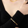 Jewellery Angels Whisper | Hammered Plate 18K Gold Plated Bracelet