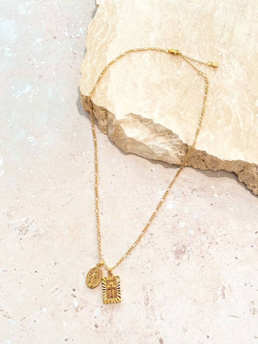 Jewellery Angels Whisper | Double Charm 18K Gold Plated Necklace