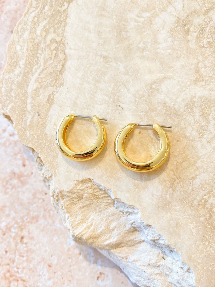 Jewellery Angels Whisper | Greta Gold Plated Huggie Earrings