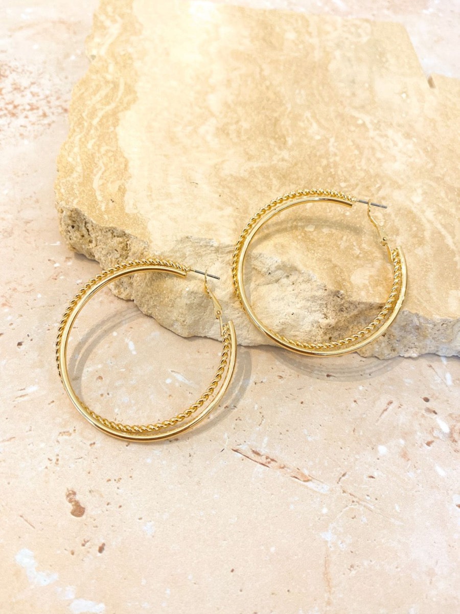 Jewellery Angels Whisper | Twist Detail Large Hoop Earrings