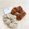 Hair Accessories Angels Whisper | Mild Chocolate Linen Scrunchie Pack