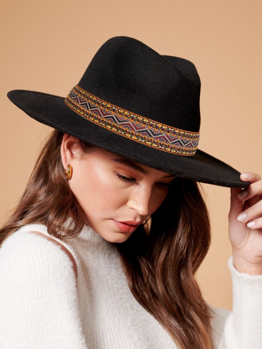 Headwear Angels Whisper | Mexi Ribbon Trim Fedora Hat