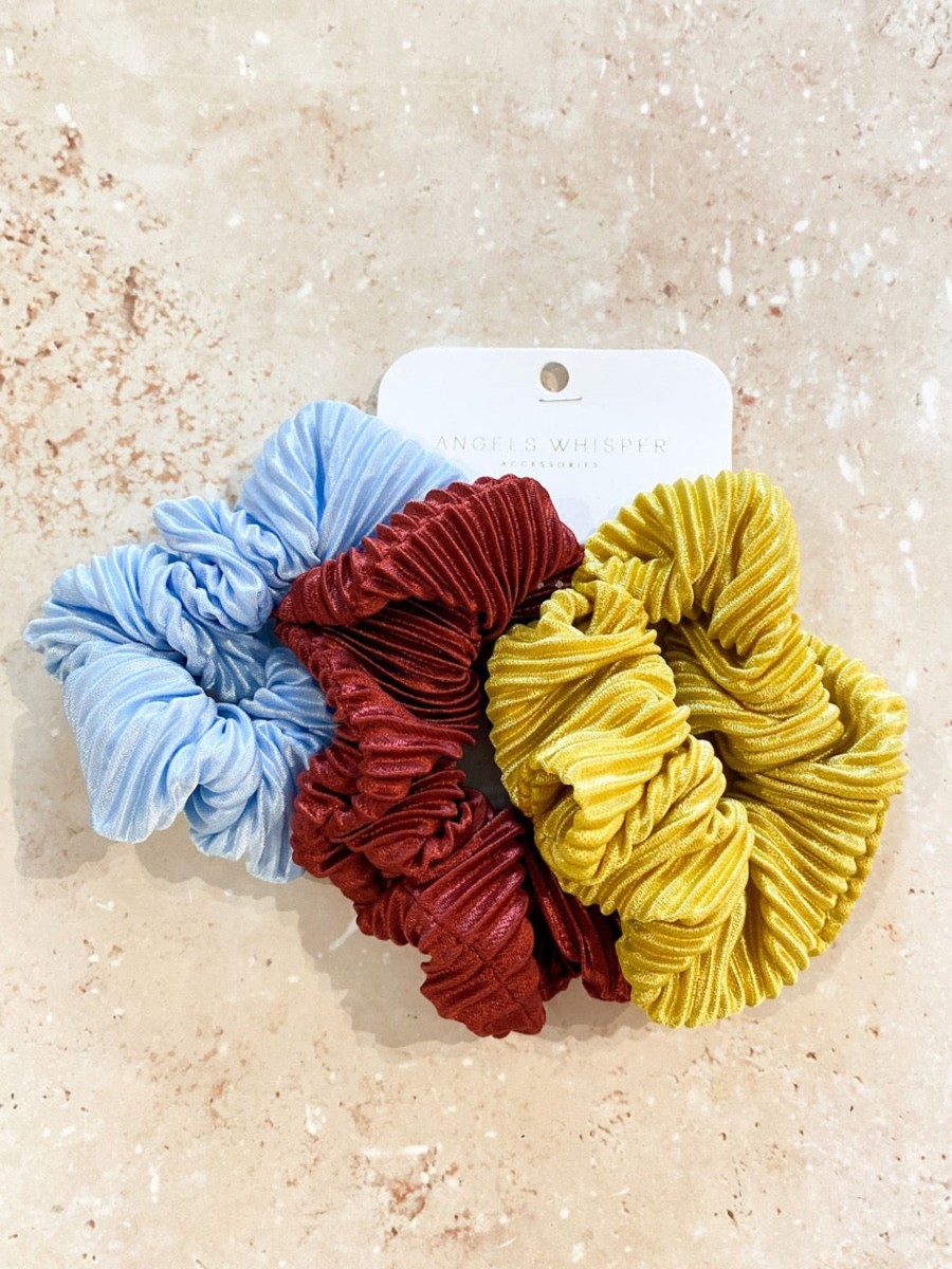 Hair Accessories Angels Whisper | Jewel Plisse Scrunchies Trio Set