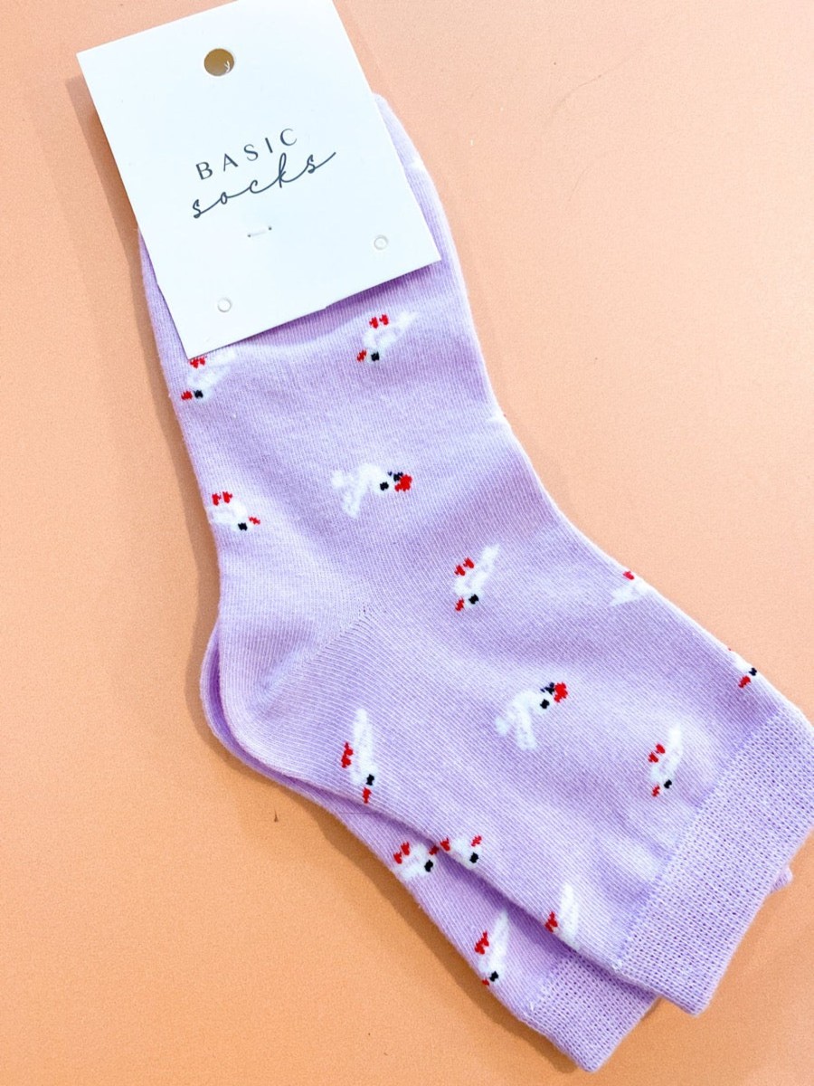 Other Angels Whisper | Birdie Print Crew Socks