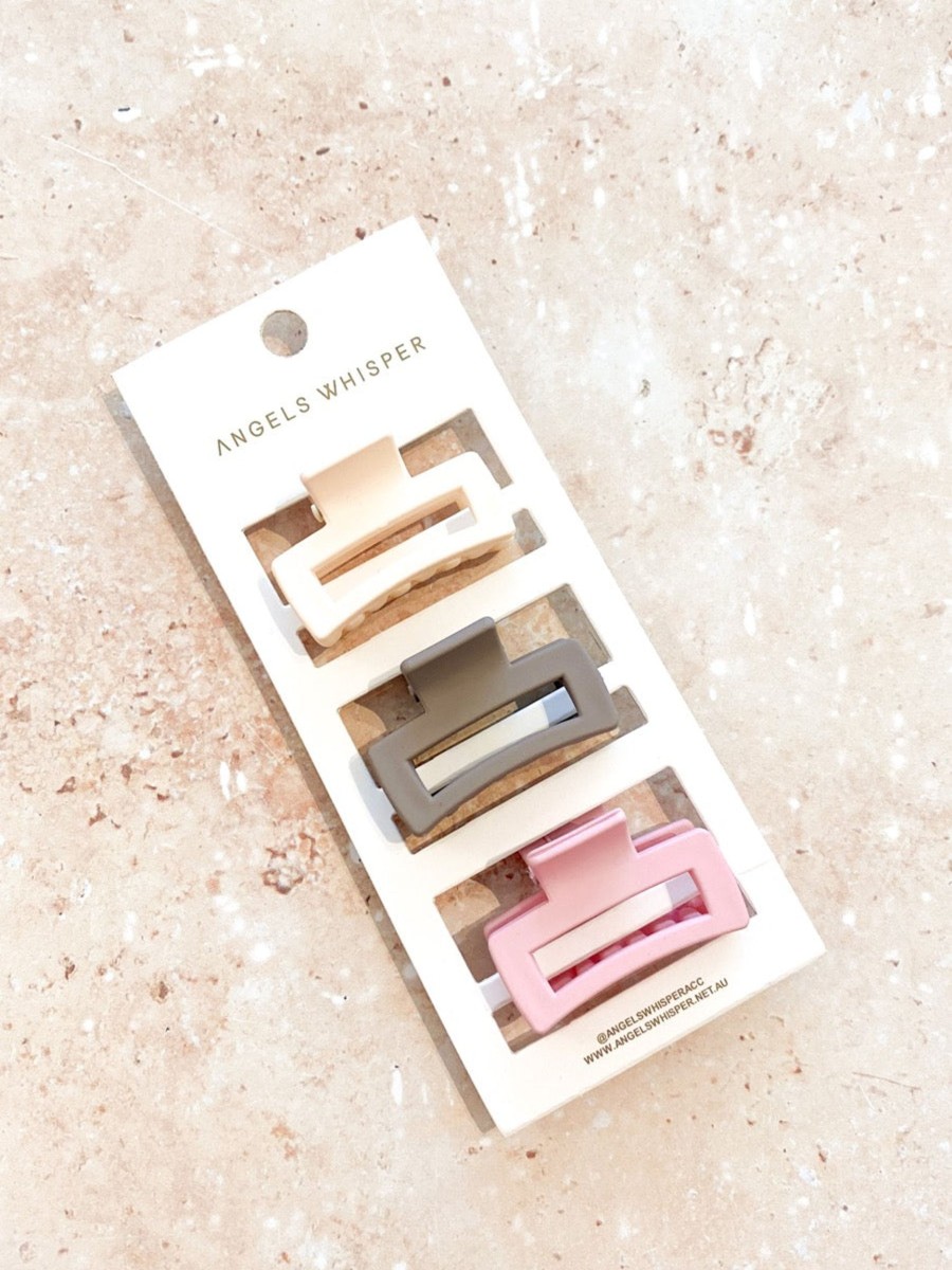 Hair Accessories Angels Whisper | New Rectangle Mini Claw Clip 3 Pack