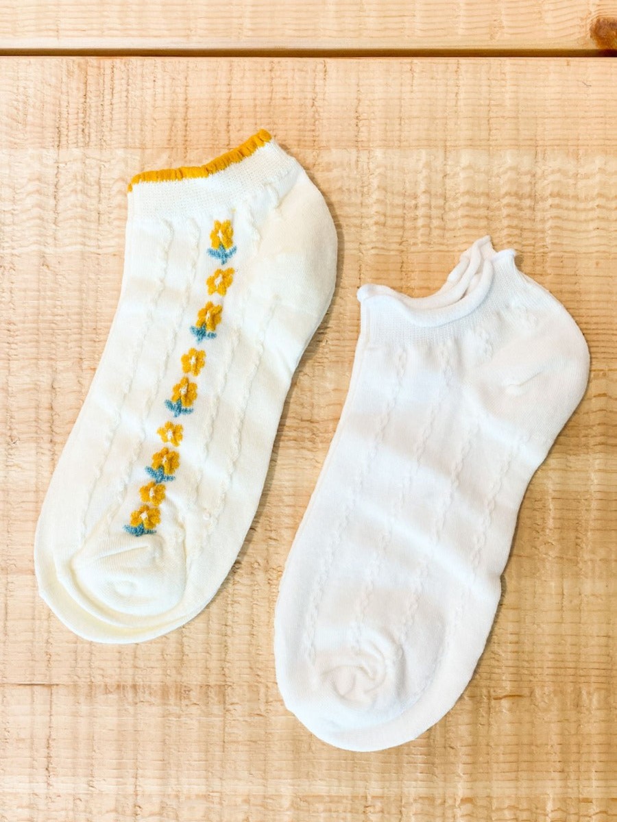 Other Angels Whisper | Floral Knit Ankle Socks 2 Pack