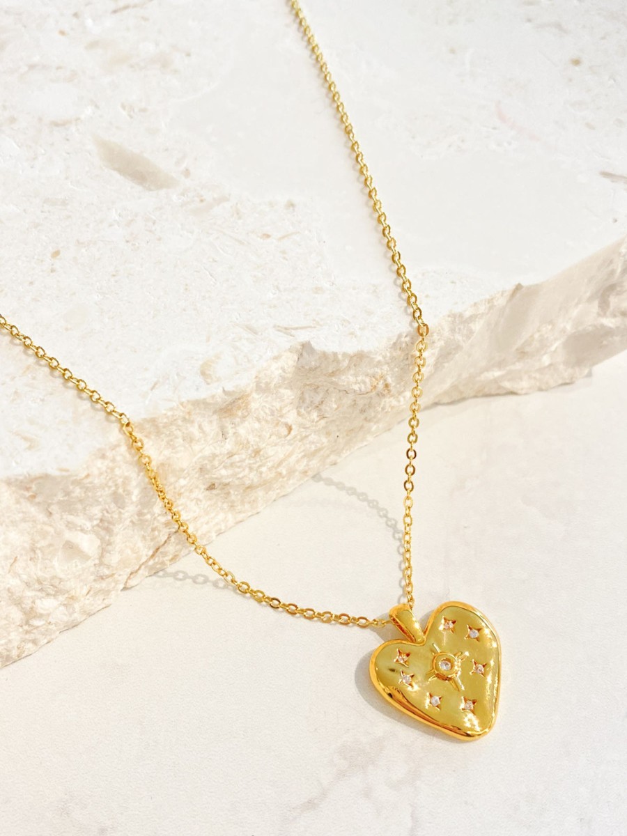 Jewellery Angels Whisper | Heart Stone Gold Plated Necklace