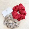 Hair Accessories Angels Whisper | Cherry Crush Linen Scrunchie Pack