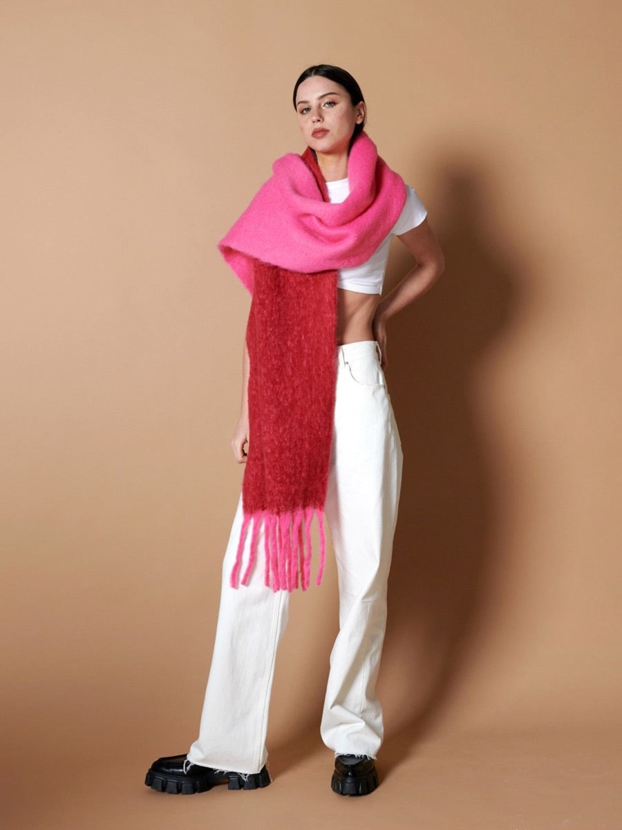 Scarves Angels Whisper | Colour Block Two-Tone Fluffy Scarf