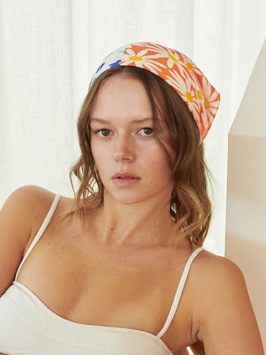 Scarves Angels Whisper | Orange Daisy Blossom Bandana