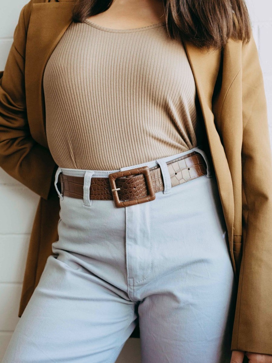 Other Angels Whisper | Natasha Croc Square Buckle Belt