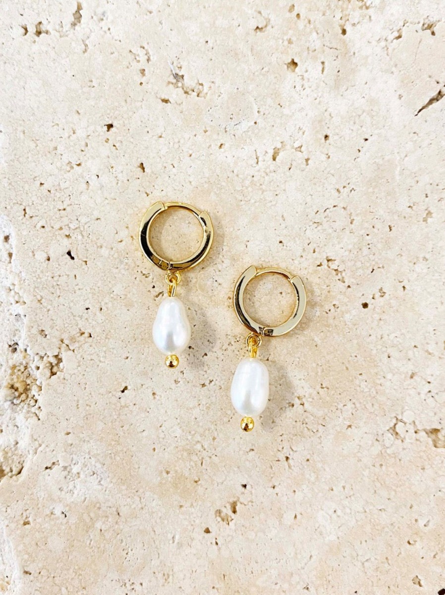 Jewellery Angels Whisper | Daphne Gold Plated Pearl Earrings