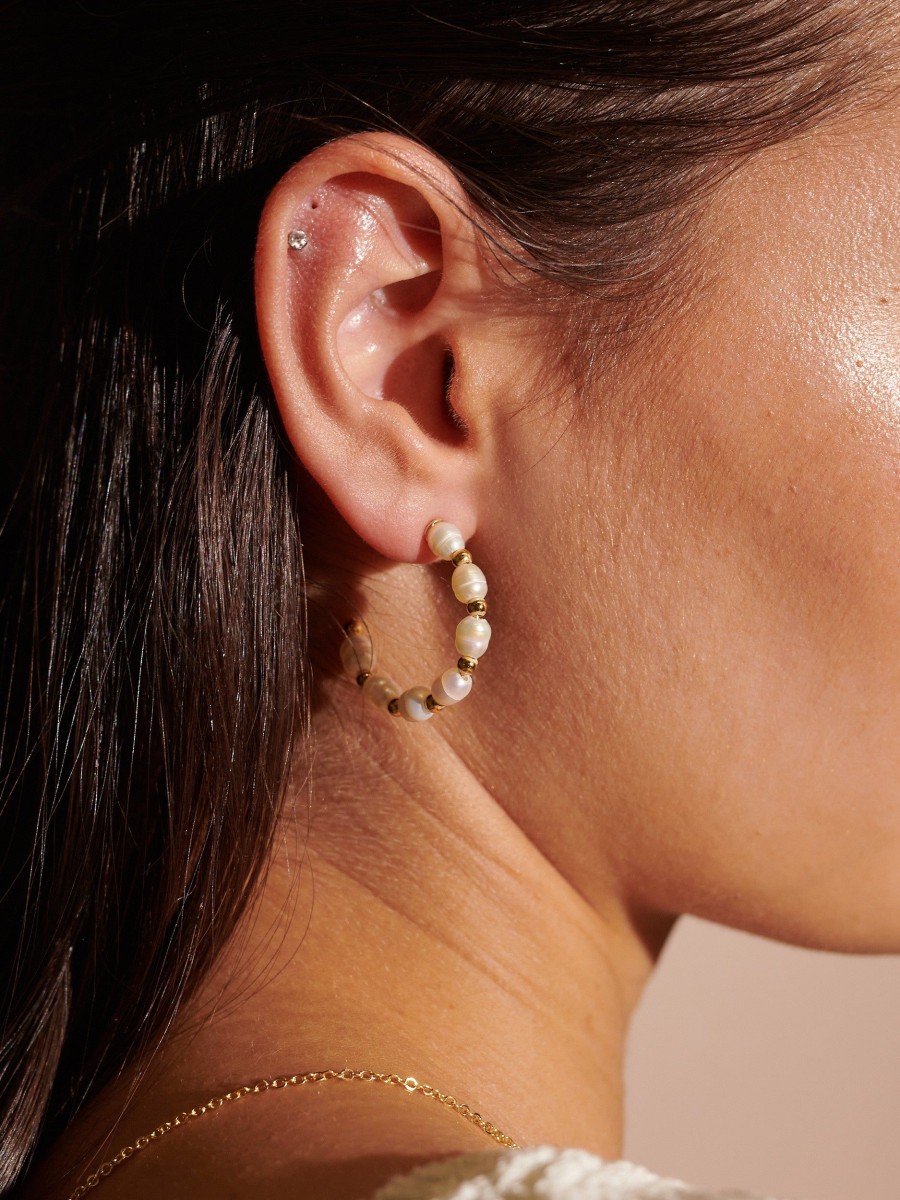 Jewellery Angels Whisper | Pearl Beaded Gold Plated Earrings