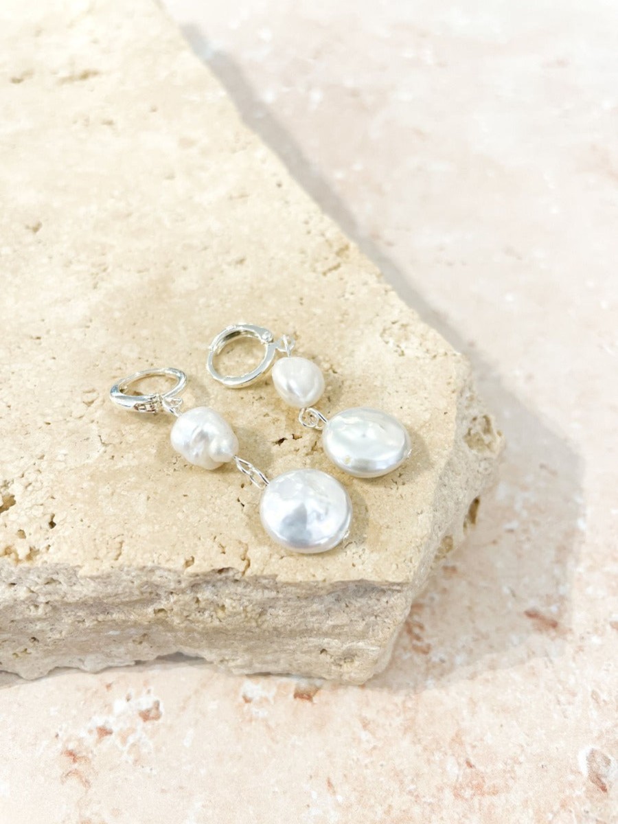 Jewellery Angels Whisper | Aura Pearl Silver Plated Earrings