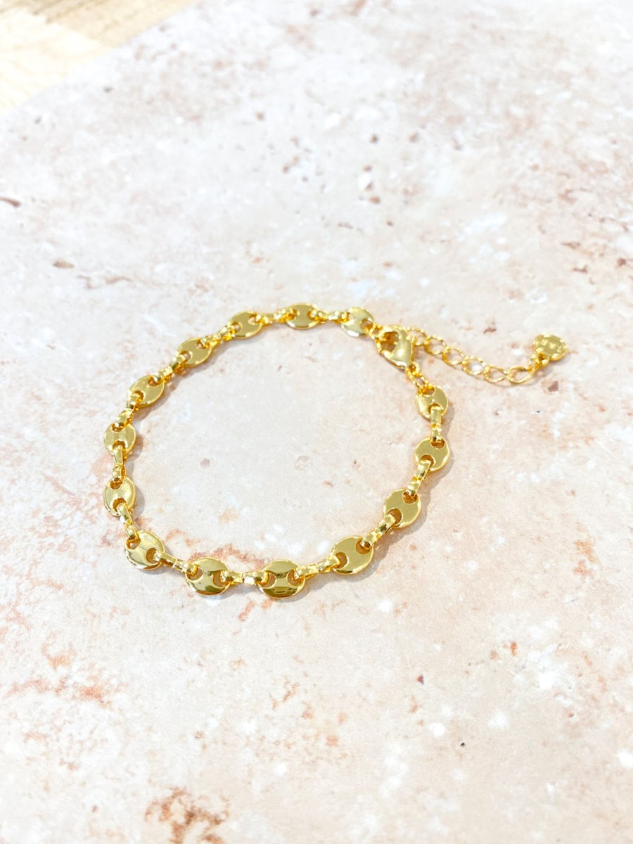 Jewellery Angels Whisper | Puff Mariner Chain Gold Plated Bracelet