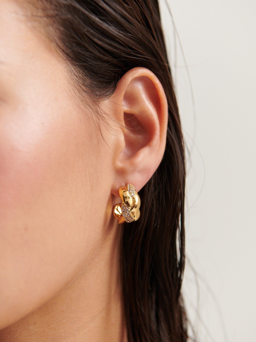 Jewellery Angels Whisper | Embellished Braid Gold Plated Earrings