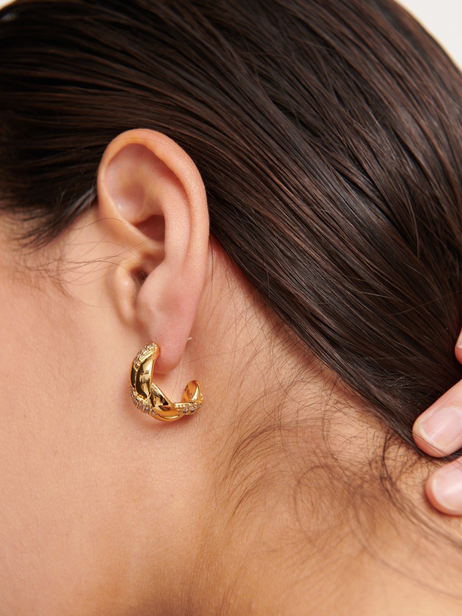 Jewellery Angels Whisper | Embellished Braid Gold Plated Earrings