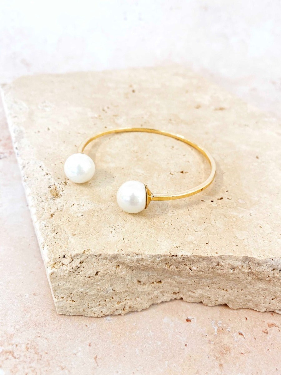 Jewellery Angels Whisper | Faux Pearl Open Cuff