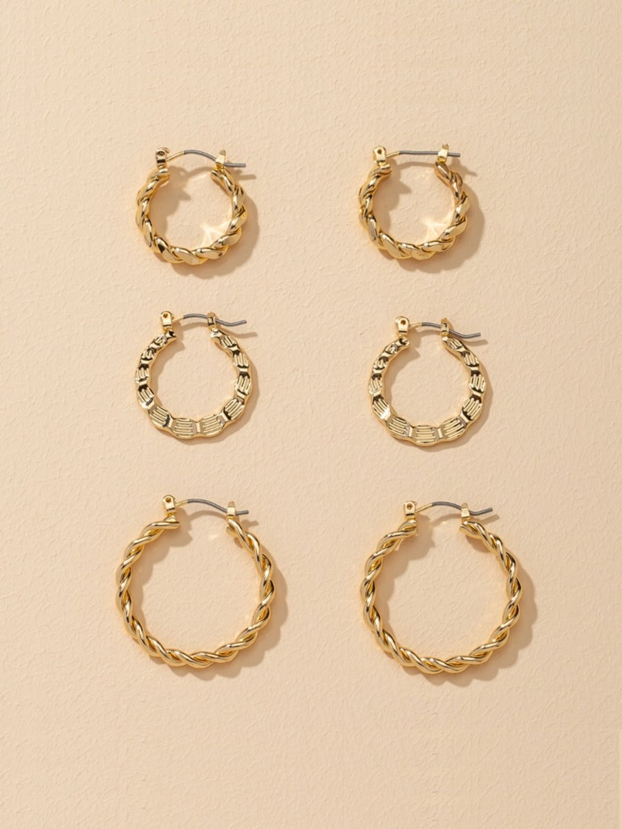 Jewellery Angels Whisper | Luella Textured Hoop Earring Set