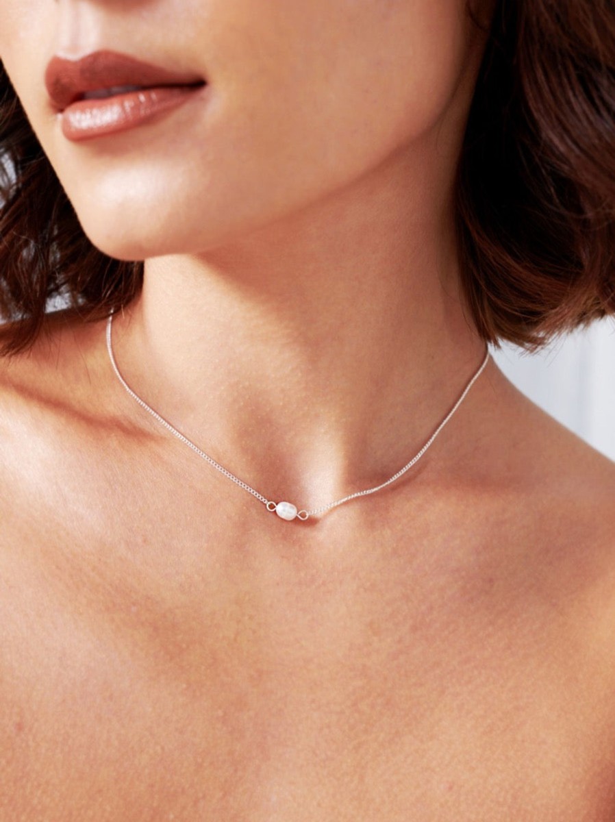 Jewellery Angels Whisper | Single Pearl Sterling Silver Necklace